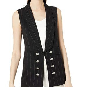Women's long green fruit collar Pinstripe vest